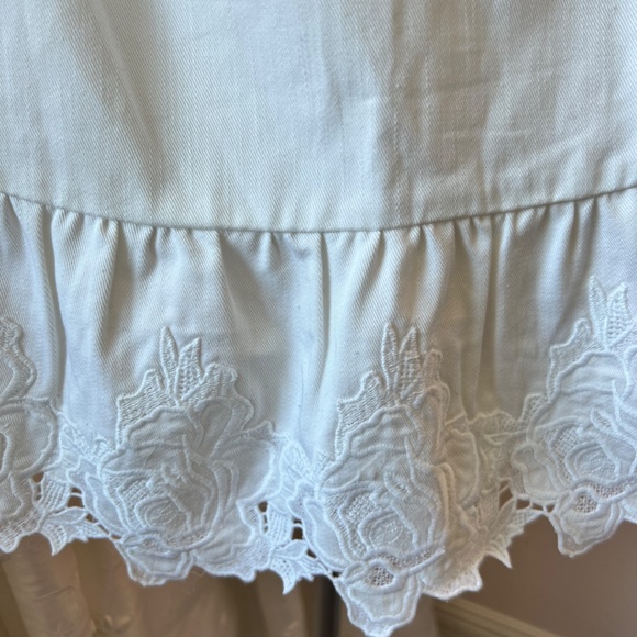 Club Monaco White Cotton Frilled Sleeveless Top - Picture 3 of 5